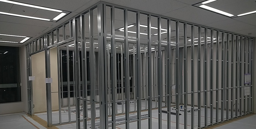 内装工事軽量鉄骨組み